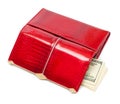 Dollars in the red purse Royalty Free Stock Photo