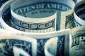 Dollars rolled closeup. American Dollars Cash Money. One Hundred Dollar Banknotes Royalty Free Stock Photo