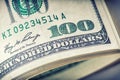 Dollars rolled closeup. American Dollars Cash Money. One Hundred Dollar Banknotes Royalty Free Stock Photo
