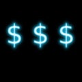 Dollars sign neon glowing