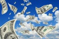 Dollars in sky. Royalty Free Stock Photo