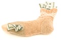 Dollars in the sock Royalty Free Stock Photo