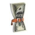 Dollars with tighten belt - financial crisis 3d concept Royalty Free Stock Photo