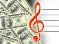 Dollars and treble clef