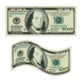 100 dollars on white background. Money isolated. US Cash. Royalty Free Stock Photo