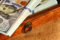 Dollars in wooden drawer Royalty Free Stock Photo