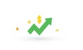 Dollar sign and gold coin with line chart upward Royalty Free Stock Photo