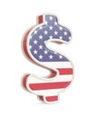 Dollas sign with USA flag colors isolated on a white background Royalty Free Stock Photo