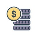 Color illustration icon for Doller, currency and money Royalty Free Stock Photo