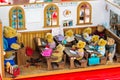 Dollhouse with teddies for sale on a flea market stall Royalty Free Stock Photo