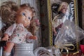 dolls in abandoned house detail Royalty Free Stock Photo