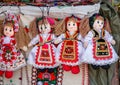 Dolls dressed in traditional Romanian folk costumes, Maramures Royalty Free Stock Photo