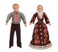 Dolls man and woman , vintage two dolls man and woman / Isolated white Royalty Free Stock Photo