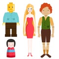 Dolls toy character game dress and farm scarecrow rag-doll vector illustration Royalty Free Stock Photo