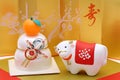 Dolls of Usi Cow. Japanese new year cow object