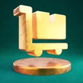 Dolly Flatbed icon. Fortuna Gold Dolly Flatbed symbol on golden podium