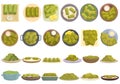 Dolma icons set cartoon vector. Armenia grape