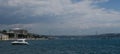 Dolmabahce Palace, Boshporus Bridge and a Ferry, as seen from Istanbul Oldtown Sultanahmet, Turkey