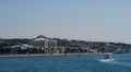 Dolmabahce Palace, Boshporus Bridge and a Ferry, as seen from Istanbul Oldtown Sultanahmet, Turkey