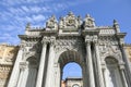 Dolmabahce Palace. Exterior facade of the Gate of Treasury. Istanbul, Turkey Royalty Free Stock Photo