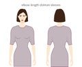Dolman sleeves elbow length Magyar clothes character beautiful lady in grey top, shirt, dress technical fashion Royalty Free Stock Photo