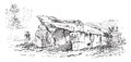 Dolmen Breton from the early times of polished stone, vintage engraving
