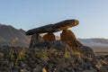 Dolmen of Chabola de la Hechicera at sunrise, Basque Country, Spain Royalty Free Stock Photo