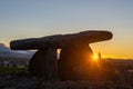 Dolmen of Chabola de la Hechicera at sunrise, Basque Country, Spain Royalty Free Stock Photo