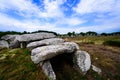 Dolmen and menhir near Carnac in Brittany Royalty Free Stock Photo
