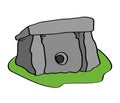 Dolmen on a white background. Cartoon.