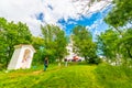 Dolni Kounice, Czech Republic - 6.7.2020: Tourist are visiting the chapel of St. Antonin near Dolni Kounice city