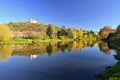 DolnÃÂ­ Kounice - Czech Republic. Beautiful autumn landscape with forest, sky, clouds and sun in the sky. Nature in autumn Royalty Free Stock Photo