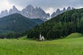 St Johann Church with beautiful Dolomiti mountains Royalty Free Stock Photo