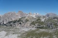 Dolomite Alps, viewpoint from Tre Cime di Lavaredo to Cima Cadin Peak Royalty Free Stock Photo