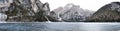 Dolomite Braies lake iced panorama 1