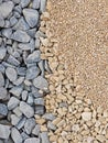 dolomite and granite crushed stone on the construction site Royalty Free Stock Photo