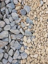 dolomite and granite crushed stone on the construction site Royalty Free Stock Photo
