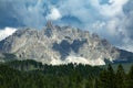 Dolomite Mountains with Forested Slopes in Italy. Royalty Free Stock Photo