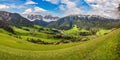 Dolomites Alp mountain panorama landscape at Santa Maddalena village Italy