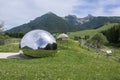 Dolomites, Italian Alps, hidden astronomical observatory Terrazza delle Stelle in ball near Cornetto mount