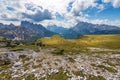 Dolomites Italy - Mountain Range of Cadini di Misurina, Sorapiss and Monte Cristallo Royalty Free Stock Photo