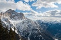 Dolomites Italy winter mountain panorama snow rock