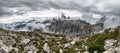 Dolomites landscape, high above the clouds, on top of the rocks