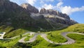 Dolomites landscape with mountain road. Royalty Free Stock Photo