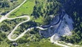 Dolomites landscape with mountain road. Royalty Free Stock Photo