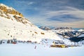Dolomites landscape panorama in winter, Italy, Passo Pordoi, Arabba Royalty Free Stock Photo