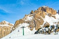 Dolomites landscape panorama in winter, Italy, Pian Frataces-Gherdecia Royalty Free Stock Photo