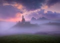 Dolomites misty highlands at beautiful dawn Royalty Free Stock Photo