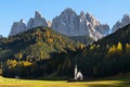 Dolomites mountain church Royalty Free Stock Photo