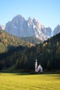 Dolomites mountain church Royalty Free Stock Photo